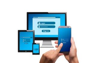 log in, monitor, smartphone